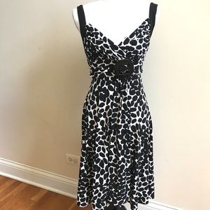 WHBM black and White Spotted Print Fitted Dress, NWT